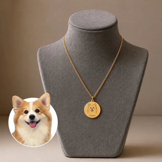 Custom Engraved Pet Portrait Necklace