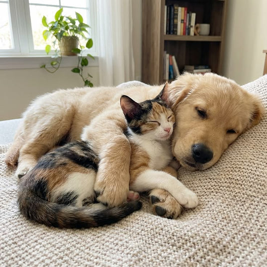 A dog and cat together — hero image for Luminipet's custom pet portrait comparison guide