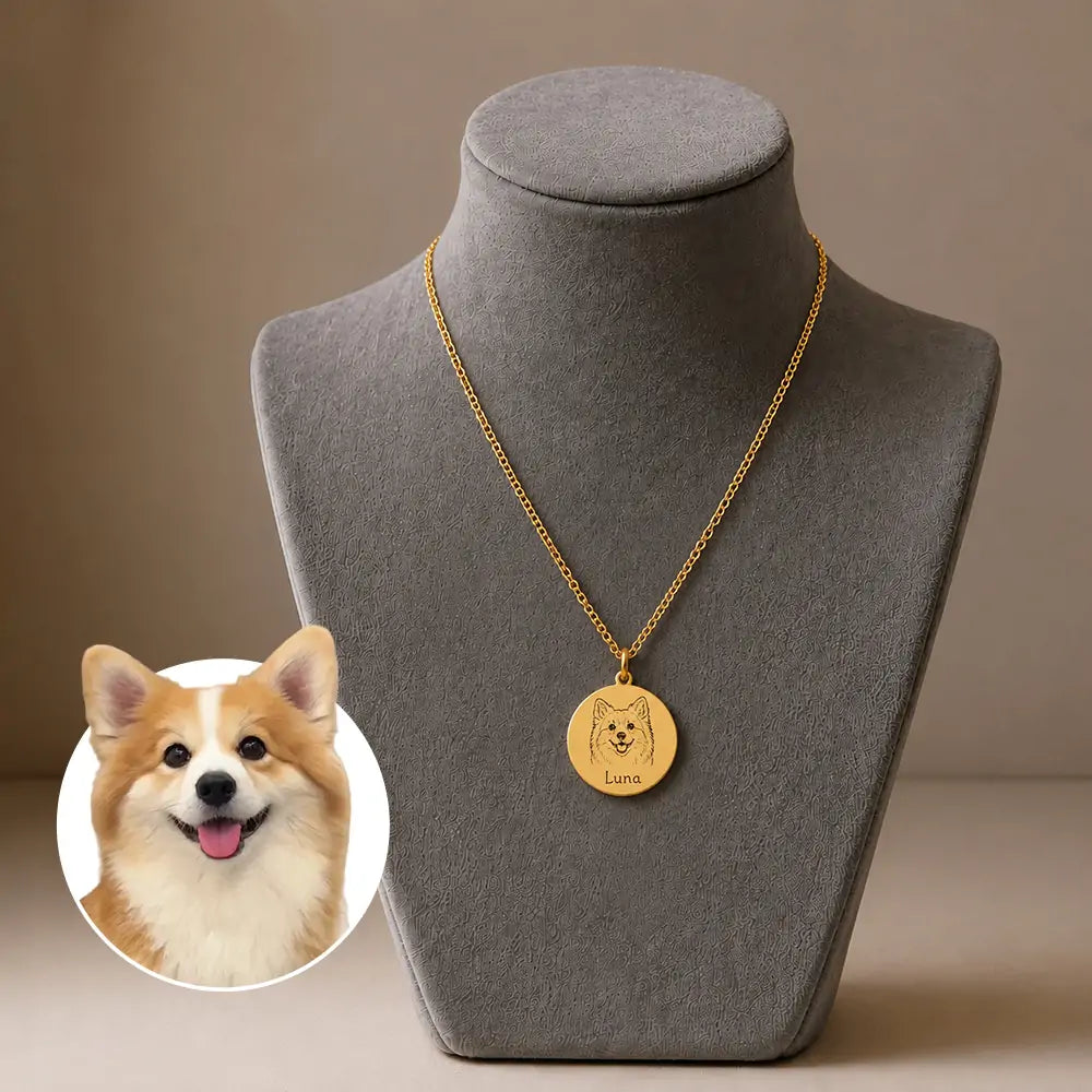 Custom Engraved Pet Portrait Necklace