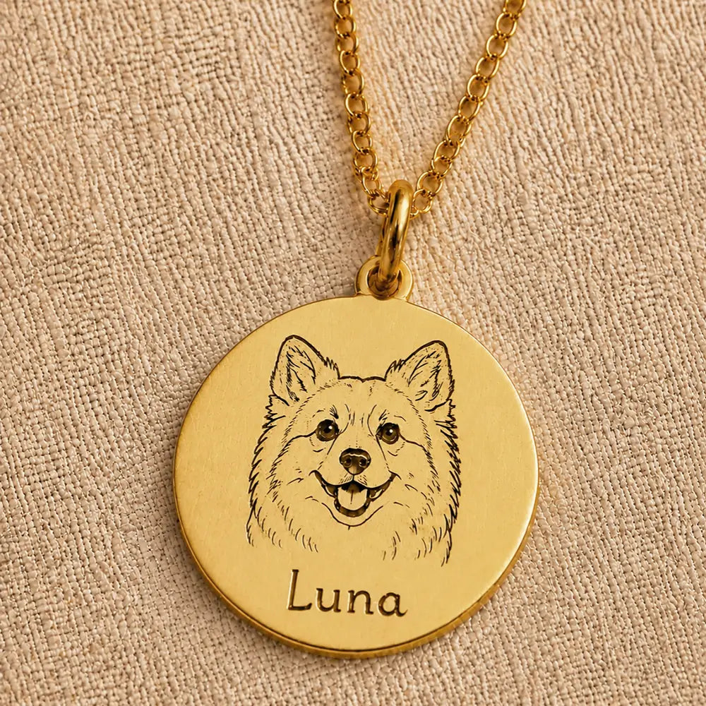 Custom Engraved Pet Portrait Necklace