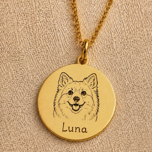 Custom Engraved Pet Portrait Necklace