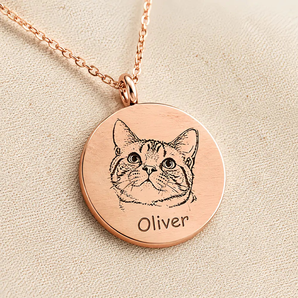 Custom Engraved Pet Portrait Necklace