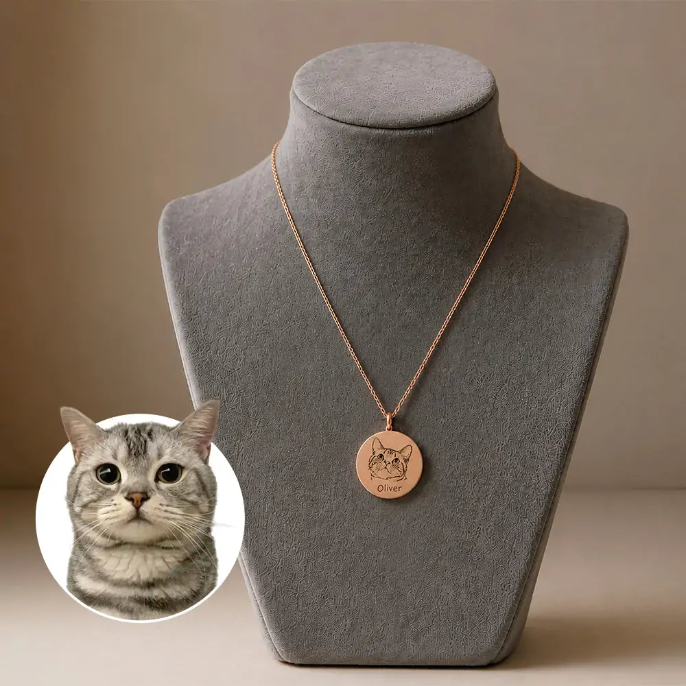 Custom Engraved Pet Portrait Necklace