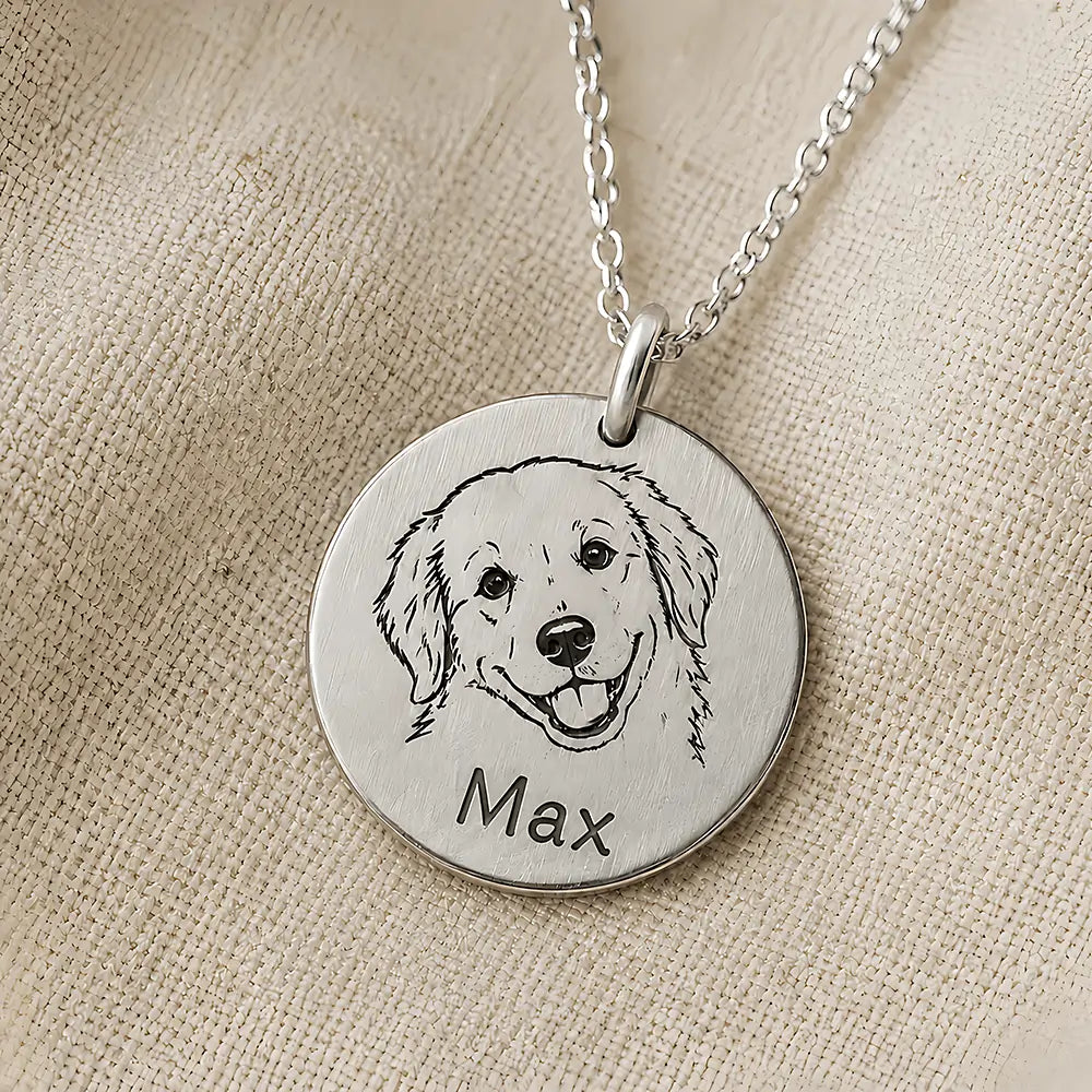 Custom Engraved Pet Portrait Necklace