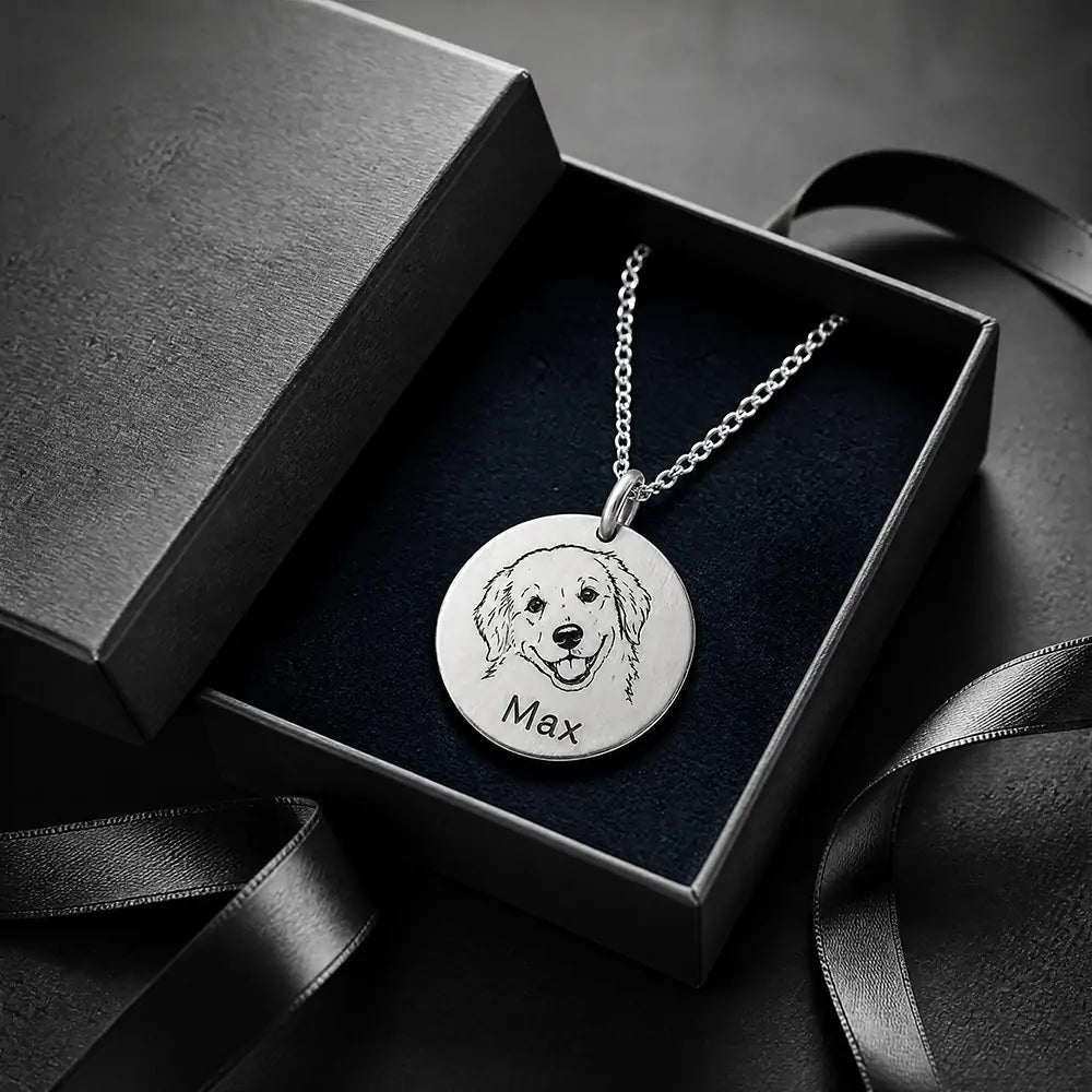 Custom Engraved Pet Portrait Necklace