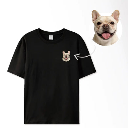 Custom embroidered dog t-shirt in black – durable color-fast stitching