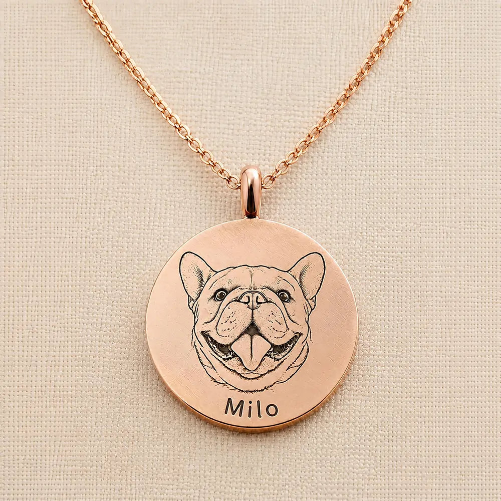 Custom Engraved Pet Portrait Necklace