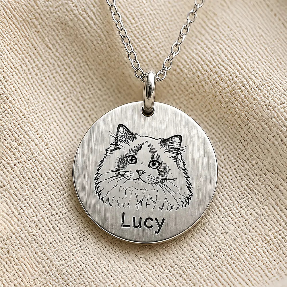 Custom Engraved Pet Portrait Necklace