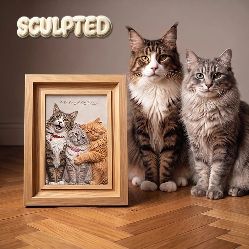 Modern Pet Portrait | Hand-sculpted 3D Pet Portrait