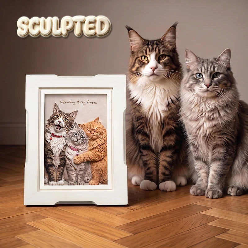 Modern Pet Portrait | Hand-sculpted 3D Pet Portrait