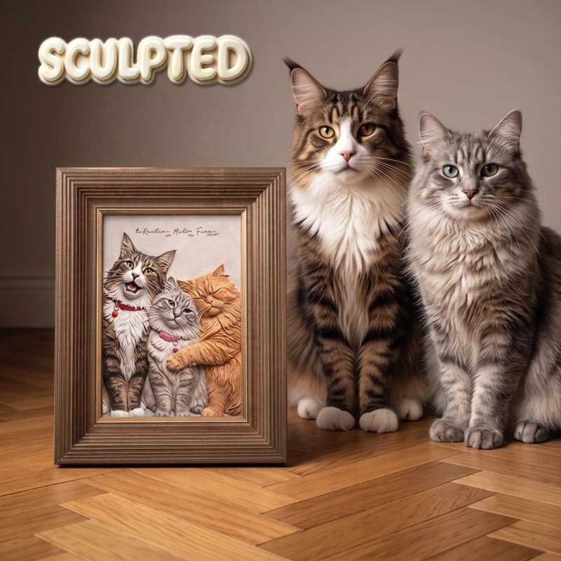 Modern Pet Portrait | Hand-sculpted 3D Pet Portrait