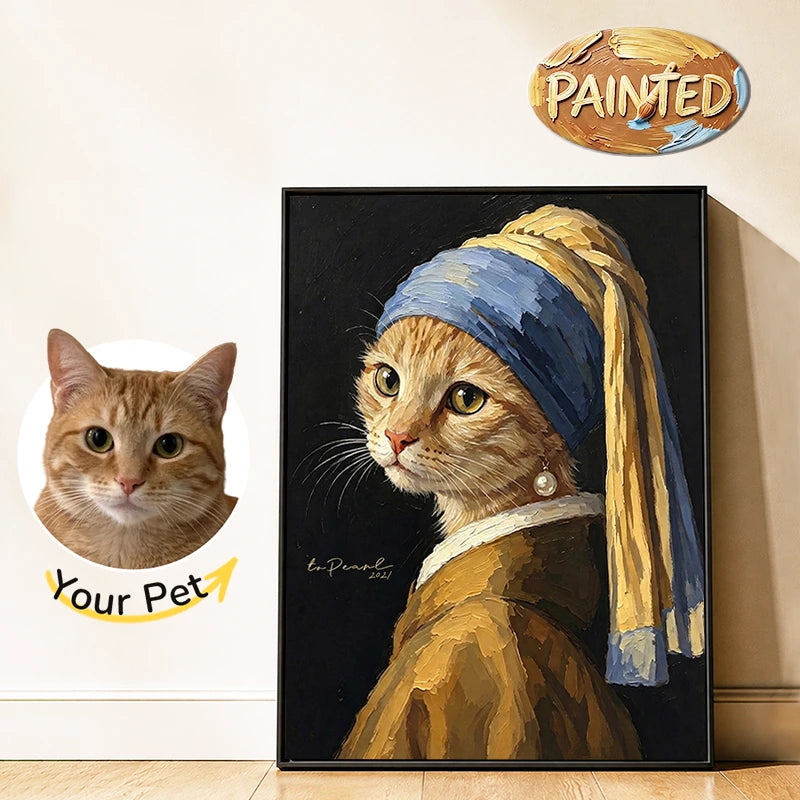 The Pearl Earring | Hand-painted Pet Portrait