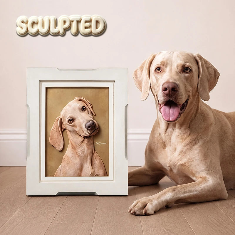 Modern Pet Portrait | Hand-sculpted 3D Pet Portrait