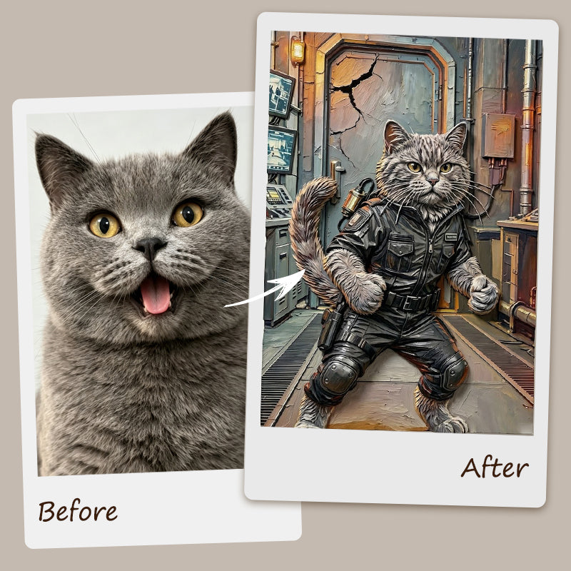 Custom Handmade Relief Pet Portrait | The Sci-Fi Hero Collection