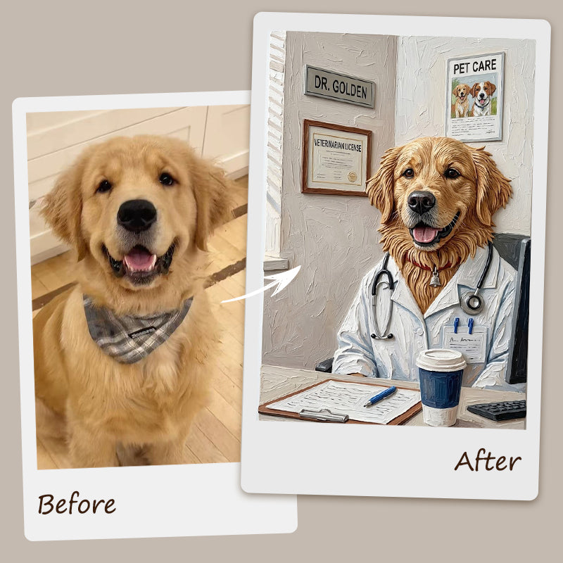 Custom Handmade Relief Pet Portrait | Classic Career Series