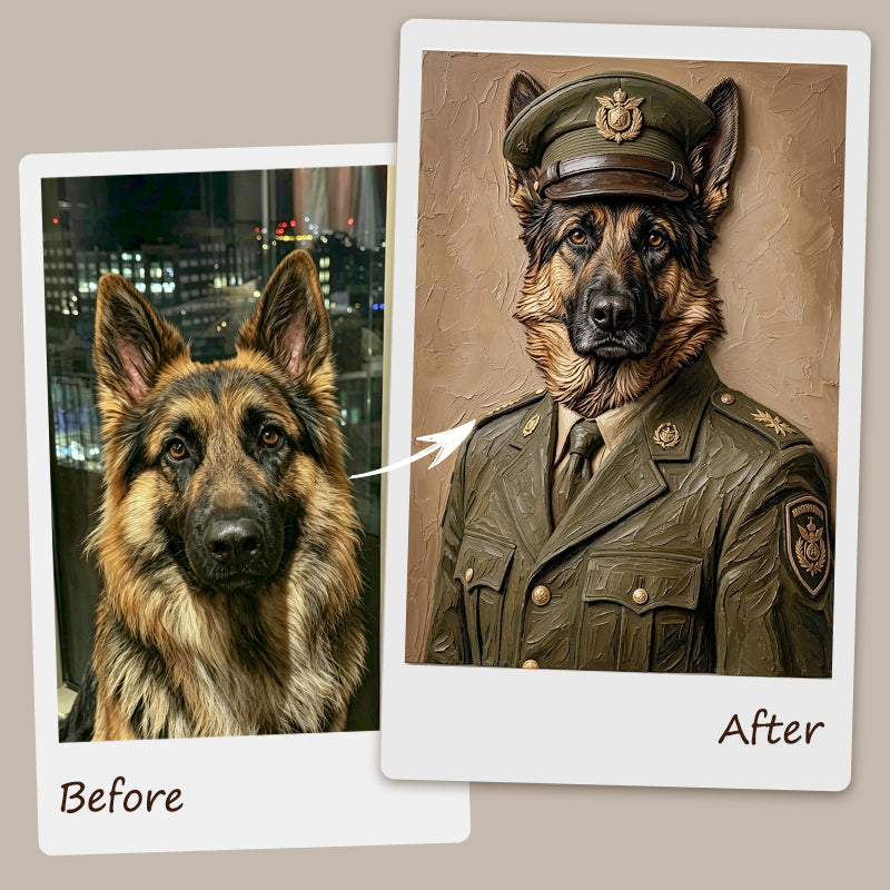 Custom Handmade Relief Pet Portrait | Classic Career Series