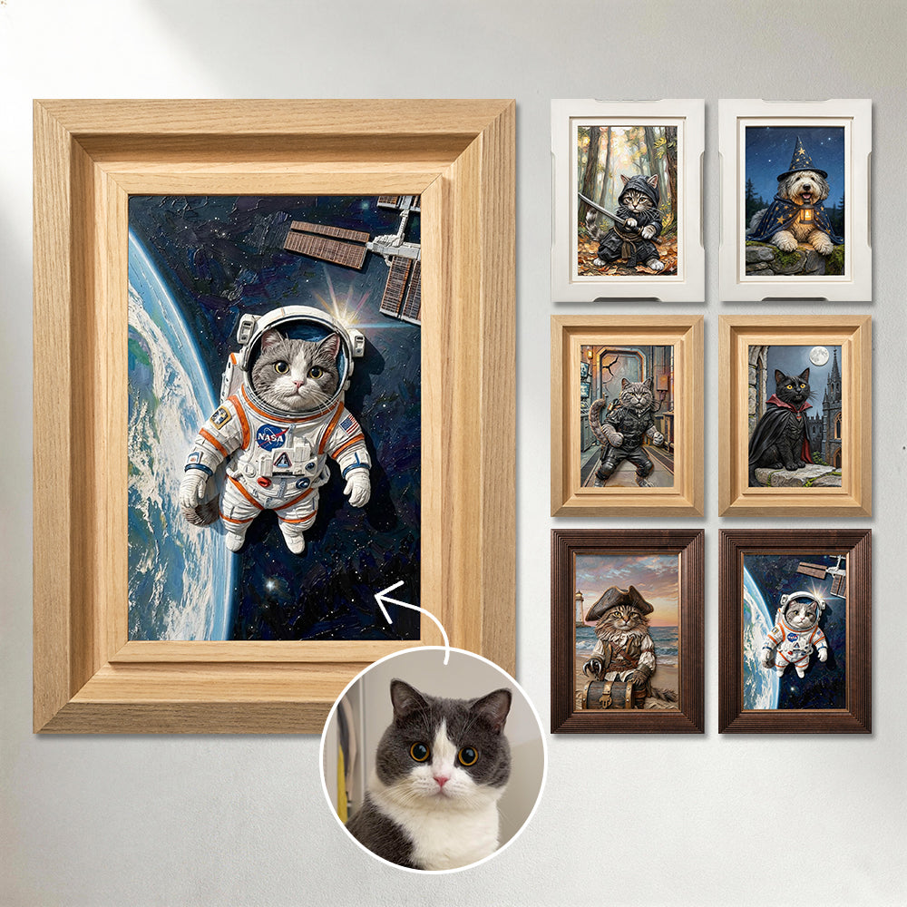 The Sci-Fi Hero Collection | Custom Handmade Relief Pet Portrait | Two Pets