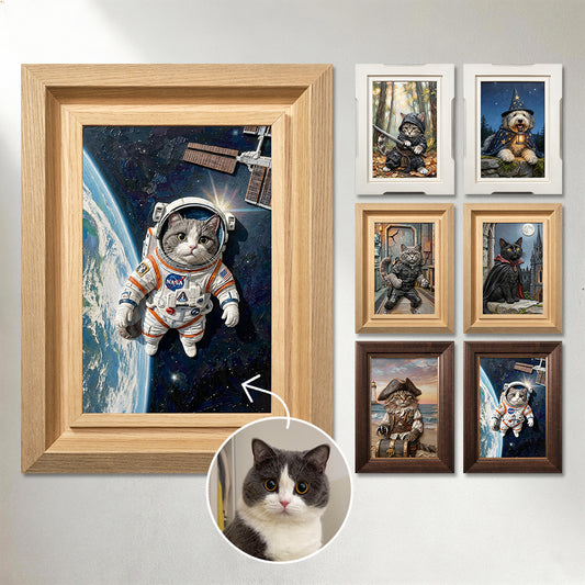 The Sci-Fi Hero Collection | Custom Handmade Relief Pet Portrait | Two Pets