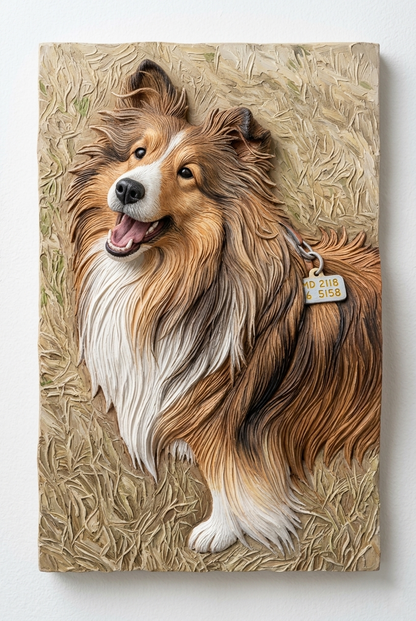 Custom Handmade Relief Pet Portrait | The Realistic