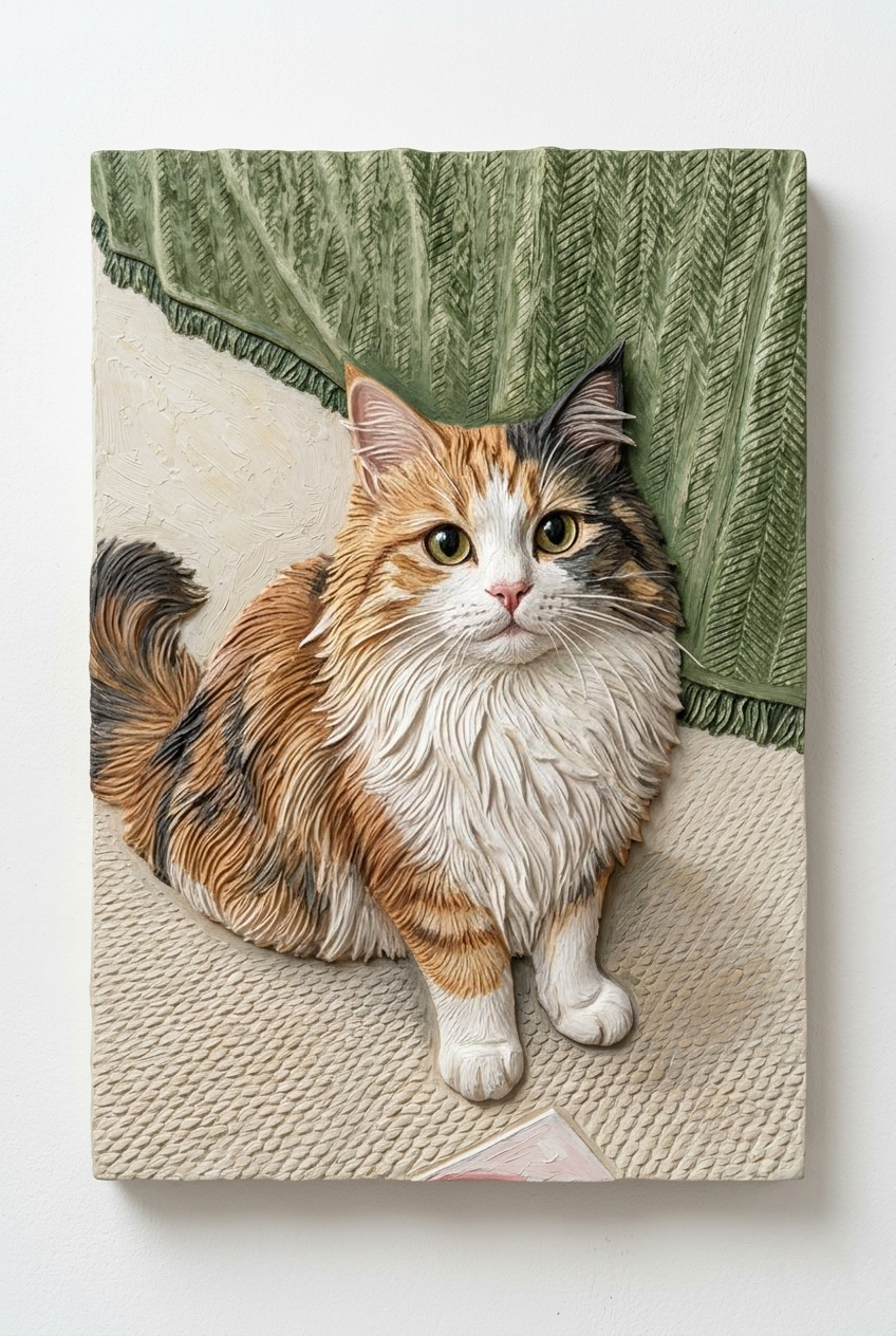 Custom Handmade Relief Pet Portrait | The Realistic