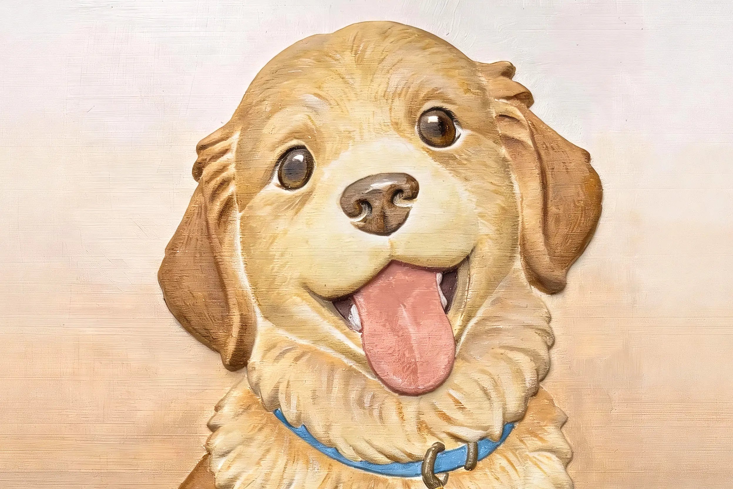 Finished 3D hand-sculpted pet portrait created from the reference photo