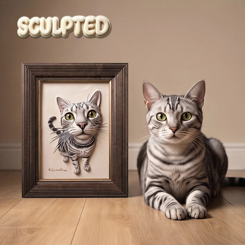 Modern Pet Portrait | Hand-sculpted 3D Pet Portrait