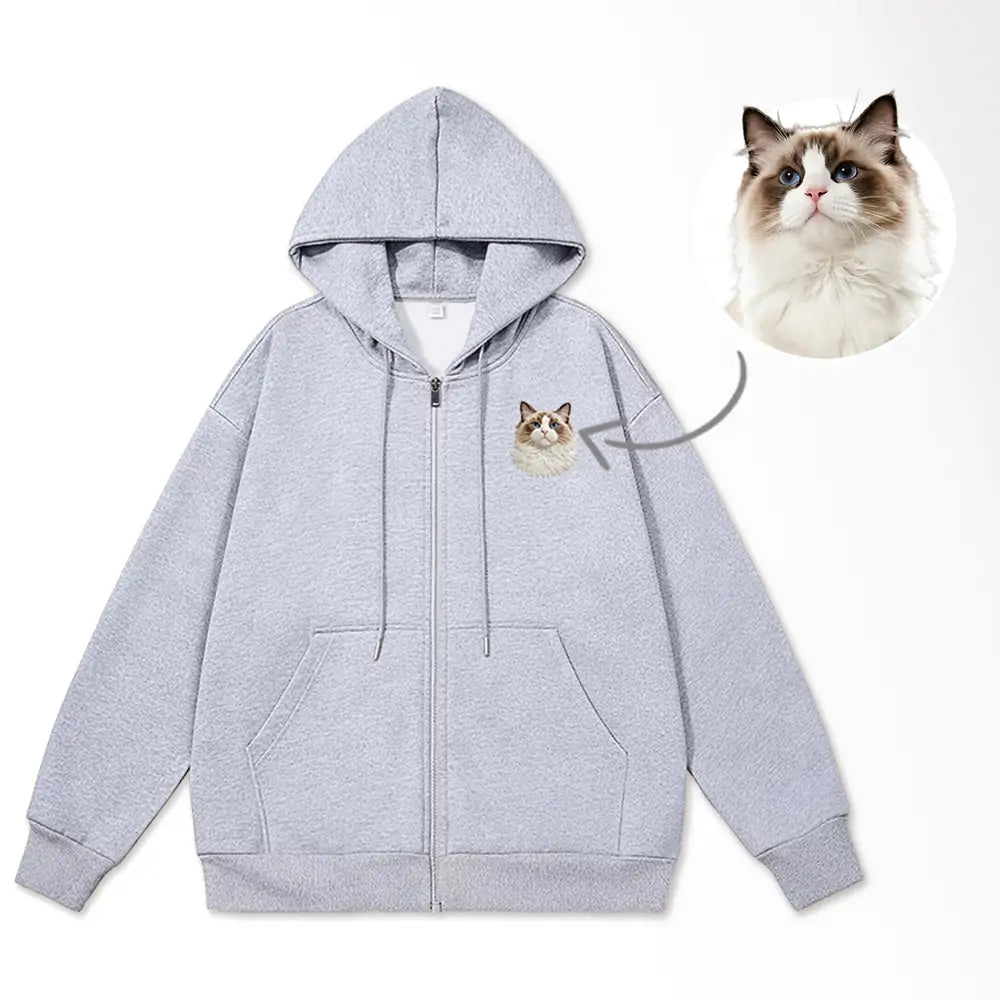Custom Embroidered Pet Zip Hoodie