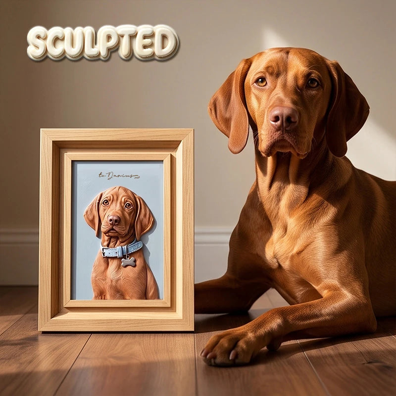 Modern Pet Portrait | Hand-sculpted 3D Pet Portrait