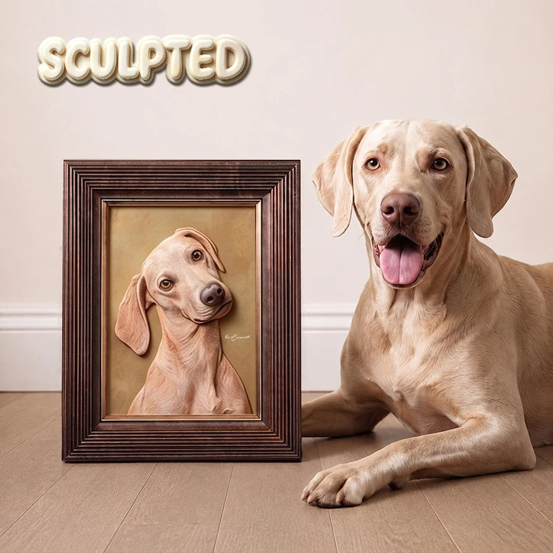 Modern Pet Portrait | Hand-sculpted 3D Pet Portrait