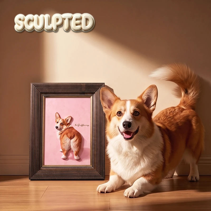 Modern Pet Portrait | Hand-sculpted 3D Pet Portrait