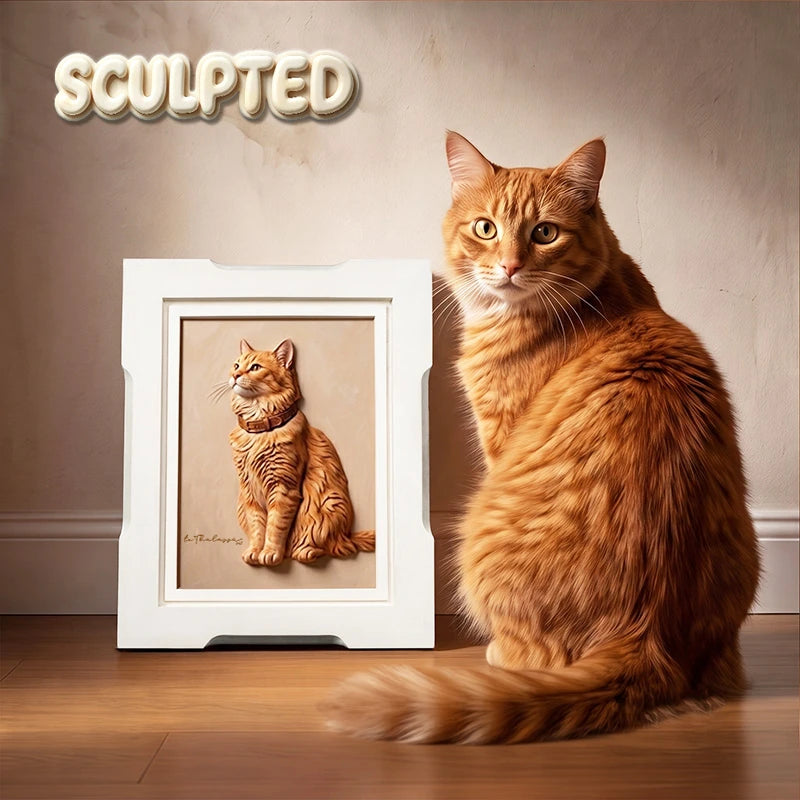 Modern Pet Portrait | Hand-sculpted 3D Pet Portrait