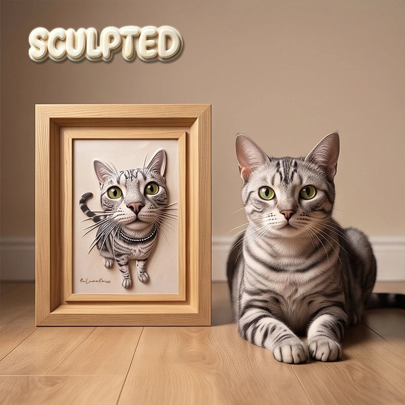 Modern Pet Portrait | Hand-sculpted 3D Pet Portrait
