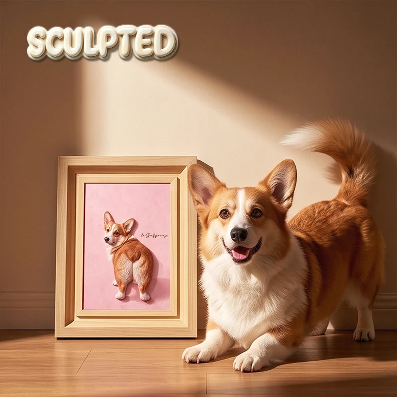 Modern Pet Portrait | Hand-sculpted 3D Pet Portrait