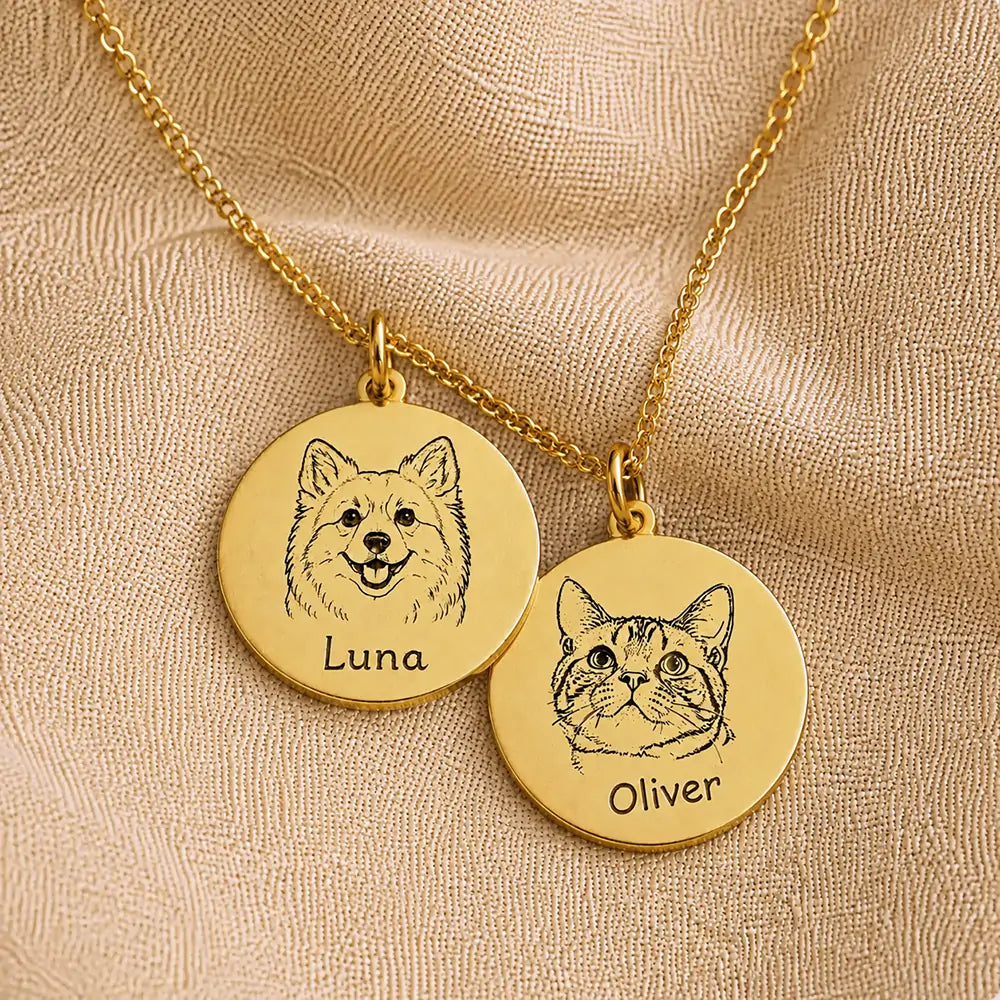 Custom Engraved Pet Portrait Necklace