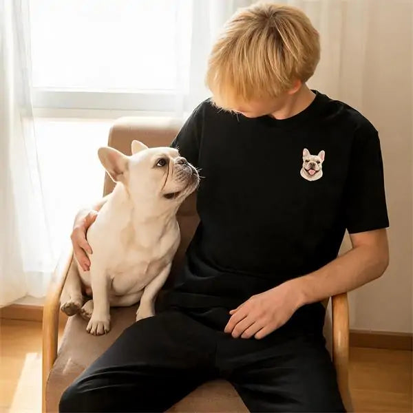 Custom embroidered dog shirt – pet portrait you can actually wear