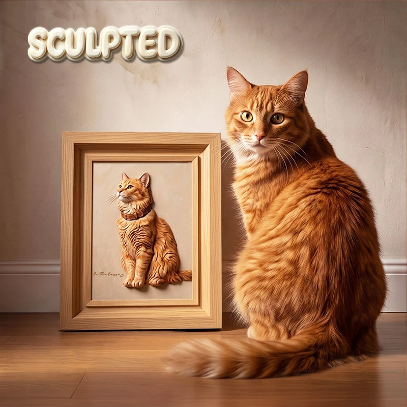 Modern Pet Portrait | Hand-sculpted 3D Pet Portrait