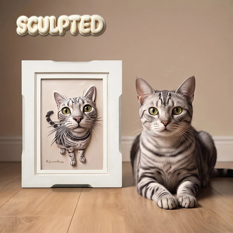 Modern Pet Portrait | Hand-sculpted 3D Pet Portrait
