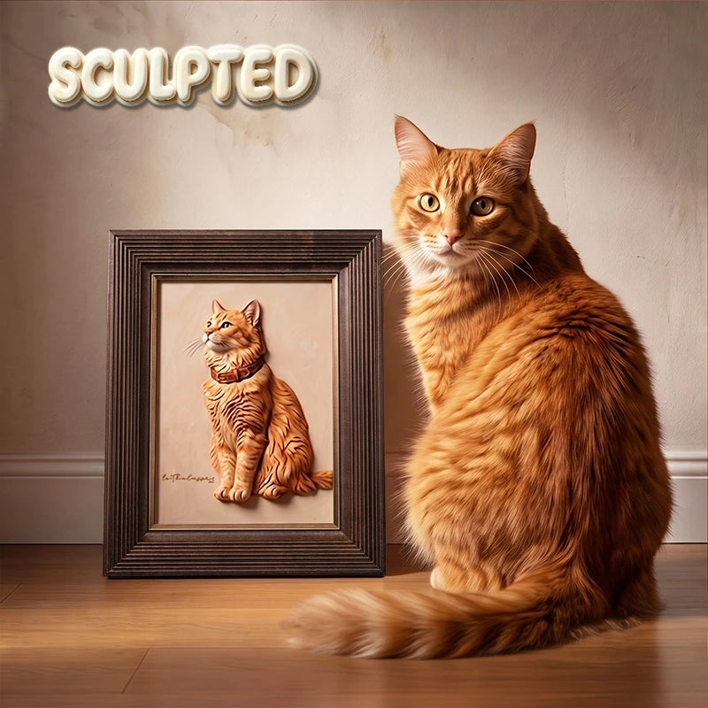 Modern Pet Portrait | Hand-sculpted 3D Pet Portrait