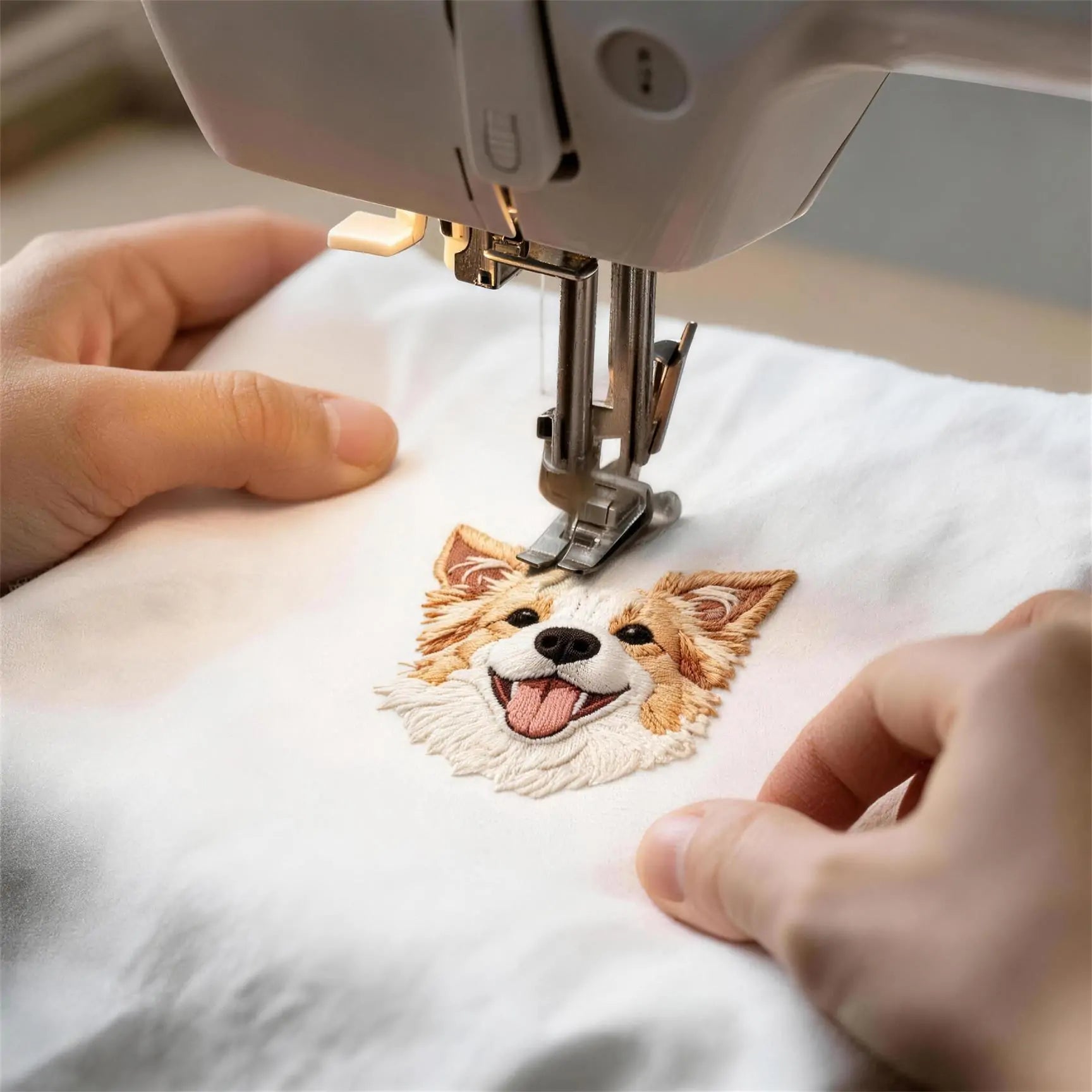 Black custom embroidered pet t-shirt – realistic dog portrait apparel